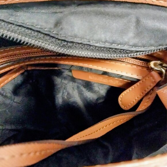 Michael Kors Crossbody Handbag Kempton Black & Brown Nylon & Leather Trim - Picture 5 of 11